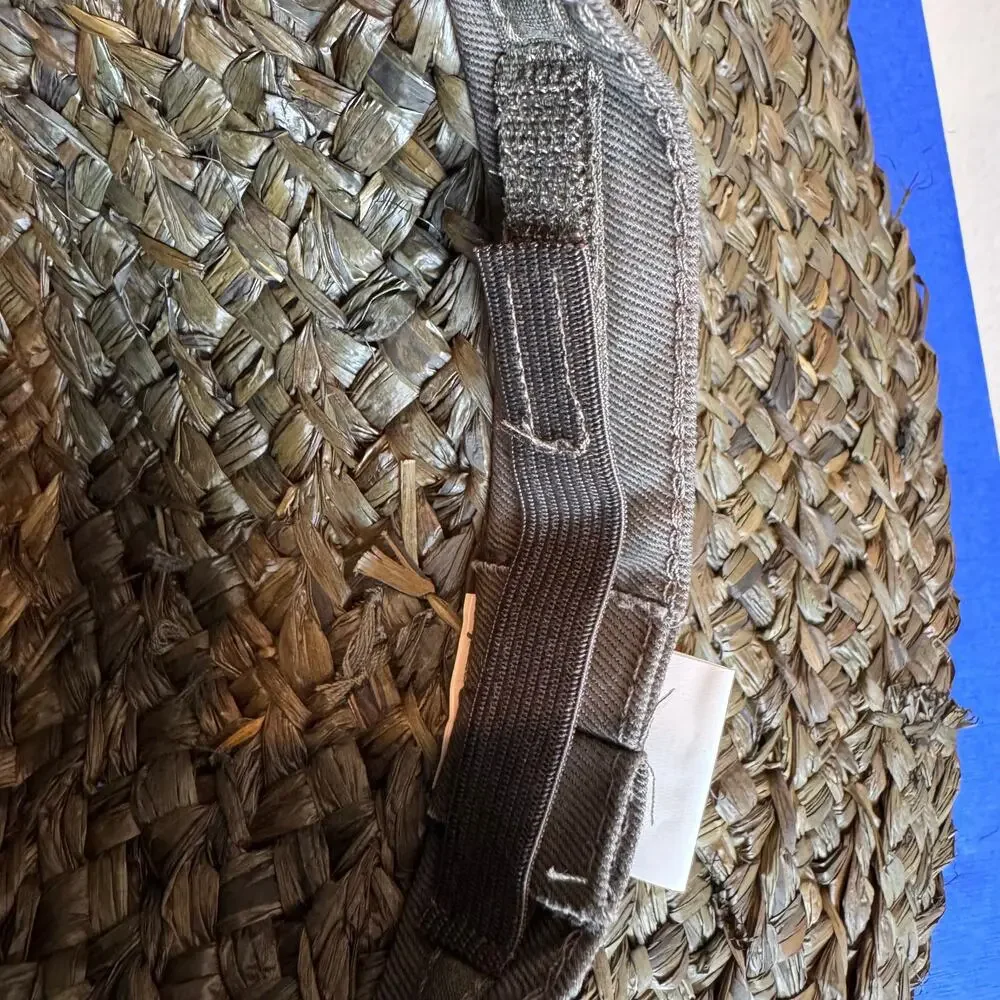 Olive Green Chunky Woven Boho Straw Wide Brim Sun Hat-Adjustable